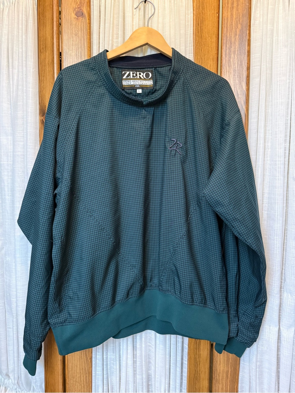 VTG ZERO Restriction by Men's Houndstooth Golf Pullover Windbreaker